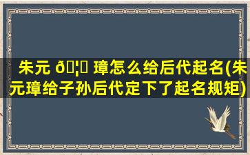 朱元 🦆 璋怎么给后代起名(朱元璋给子孙后代定下了起名规矩)